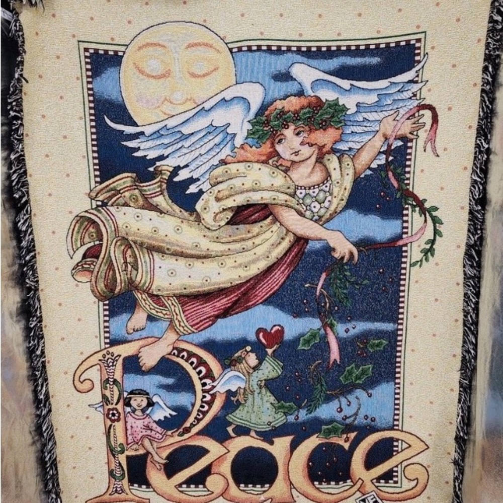 Whimsigoth Peace Angels Tapestry Blanket